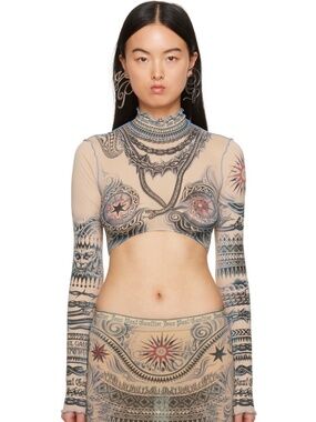 Jean Paul Gaultier Tattoo Beige Soleil Top